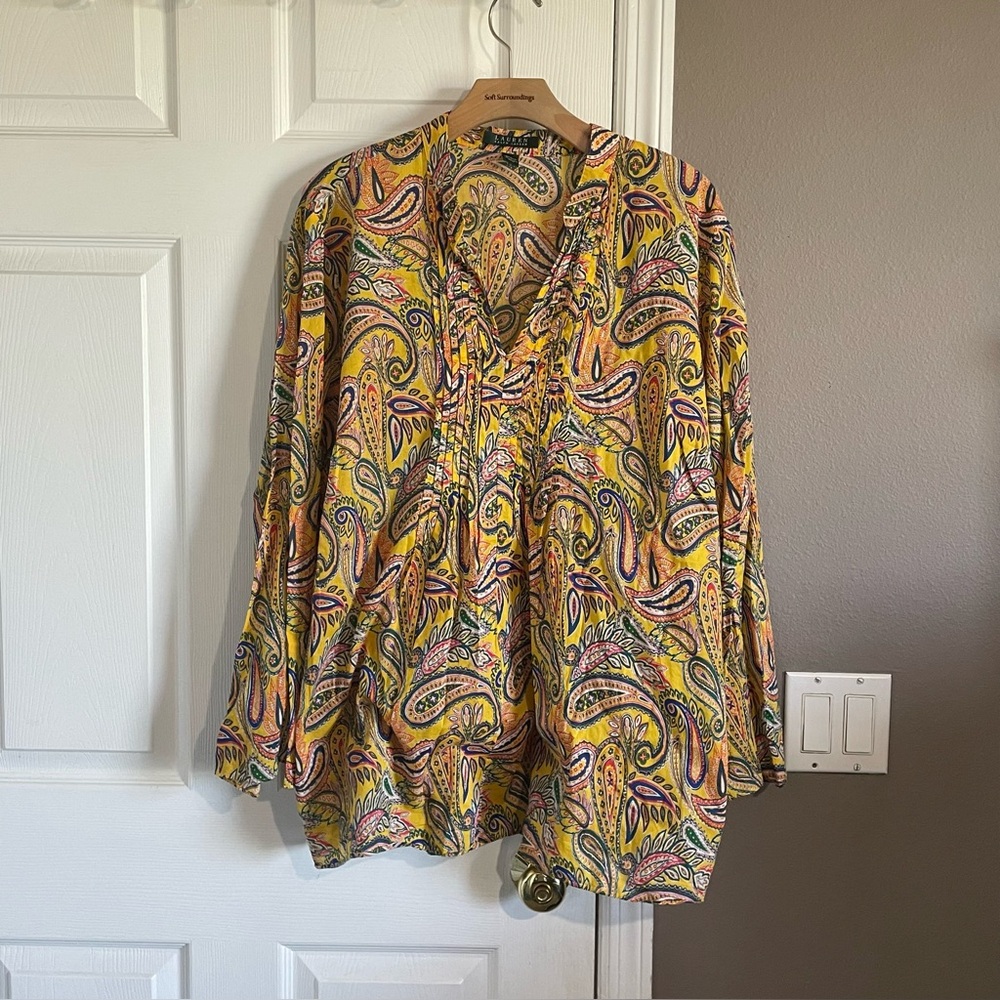 Lauren Ralph Lauren Women’s Top Size 2X Plus Psychedelic Top Paisley Multicolor